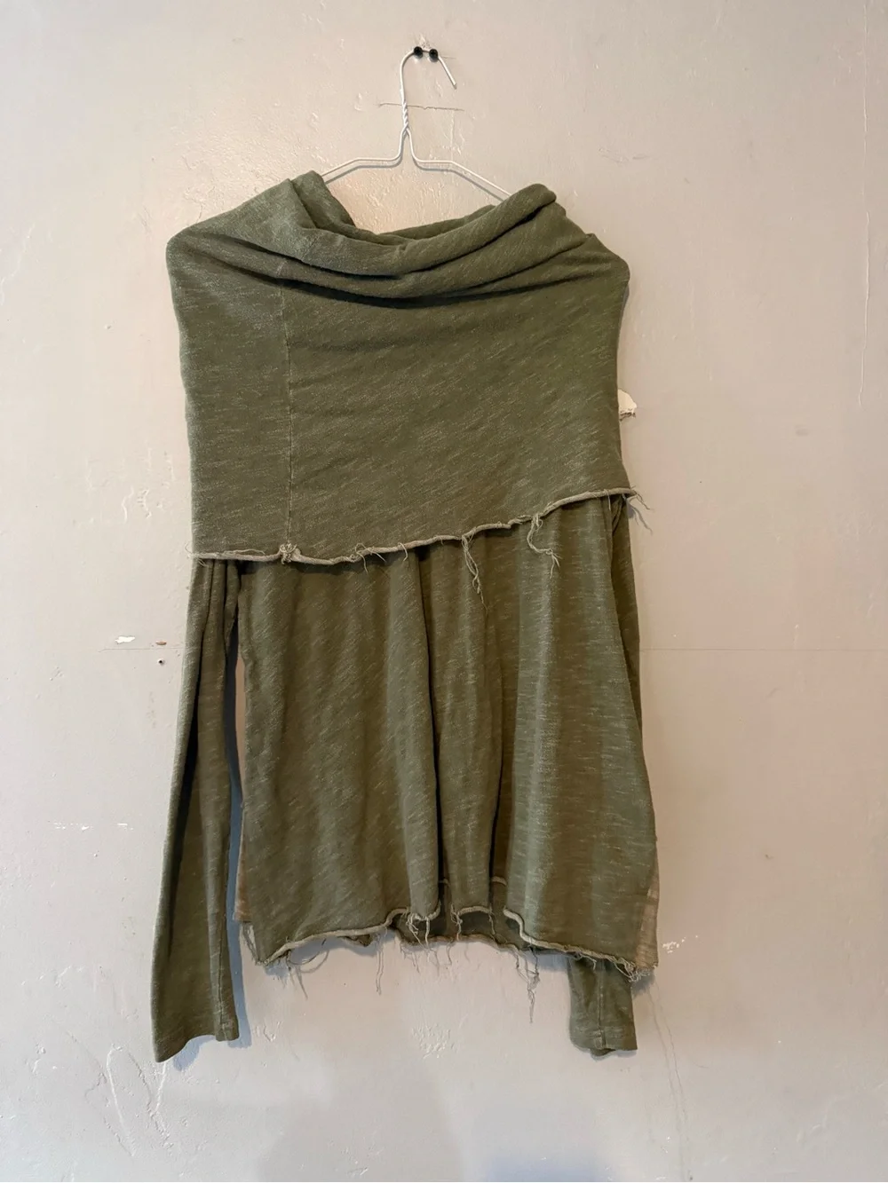Free People Beach Cocoon Olive Green Cowl Neck Sweater